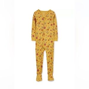 Carter's Toddler Girls Yellow 1 Piece Floral Print Snug Fit Footed Pajamas